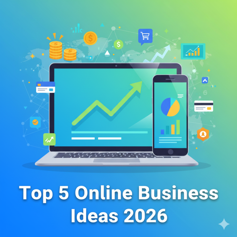 Top 5 Online Business Ideas 2026 – घर बैठे पैसे कमाने के बेहतरीन तरीके